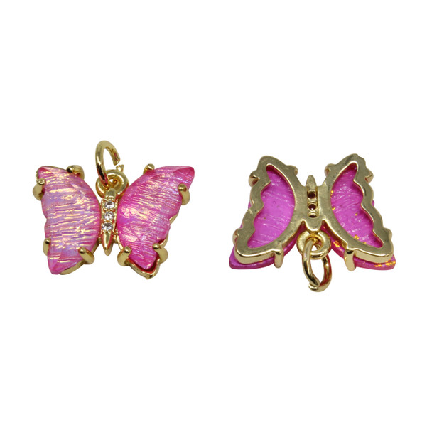 Hot Pink 12x17mm Resin Butterfly Pendant