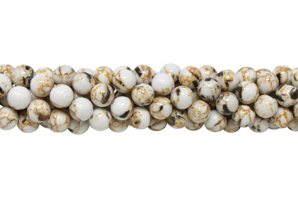 Reconstructed Manmade Turquoise & Shell 8mm Round - Dyed Ivory