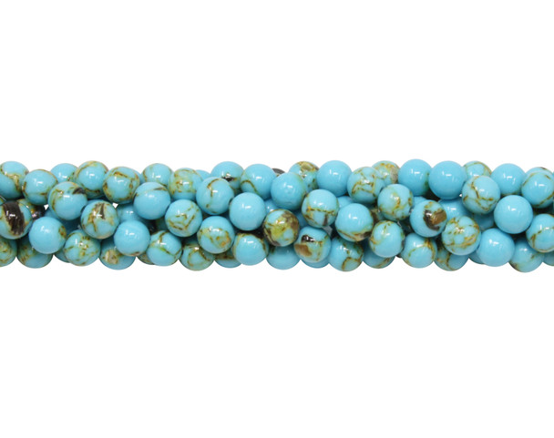 Reconstructed Manmade Turquoise & Shell 4mm Round - Dyed Blue