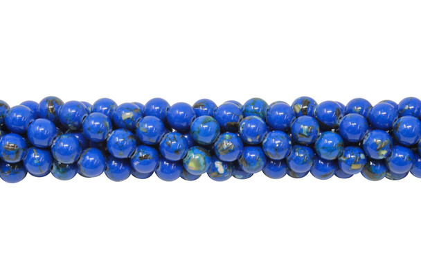 Reconstructed Manmade Turquoise & Shell 6mm Round - Dyed Royal Blue