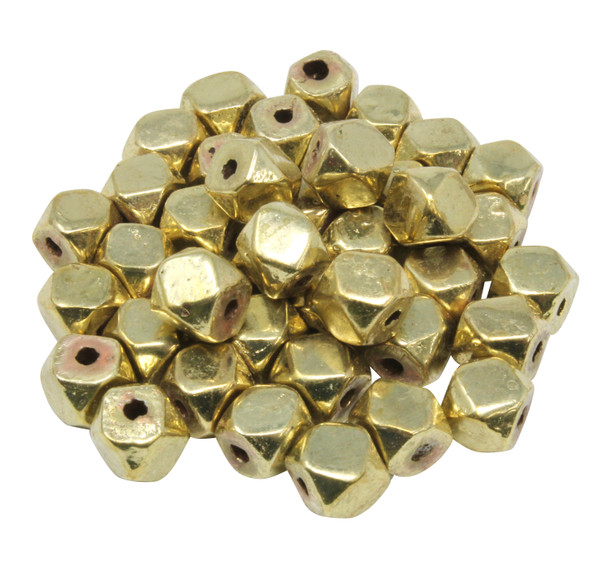 Gold Plated Brass 7mm Faceted Cube Bead