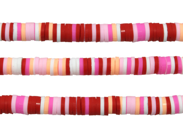 Polymer Clay 6mm Red, Pink, Peach, White Disc