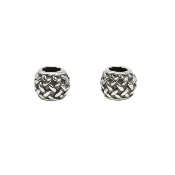 Stainless Steel 9x7.5mm Basket Weave Barrel Bead