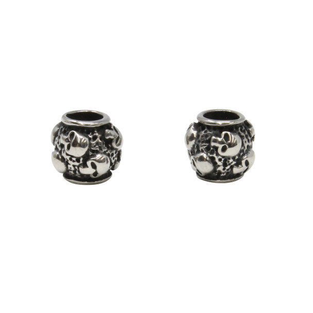 Stainless Steel 9.5mm Skulls Barrel Bead