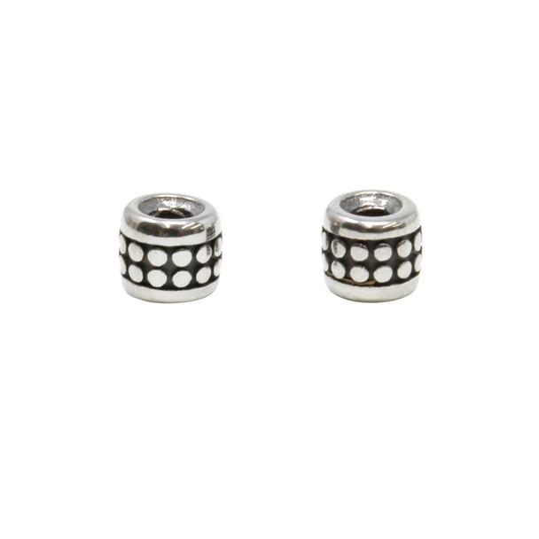 Stainless Steel 5.5x6mm Dotted Barrel Bead