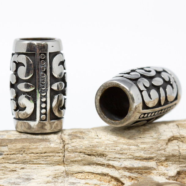 Stainless Steel 21x13mm Scroll Dot Barrel Bead