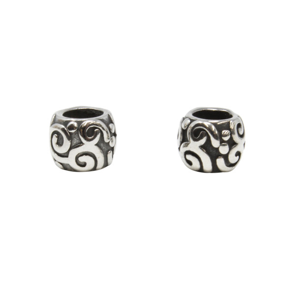 Stainless Steel 9.5x7.5mm Swirl Barrel Bead