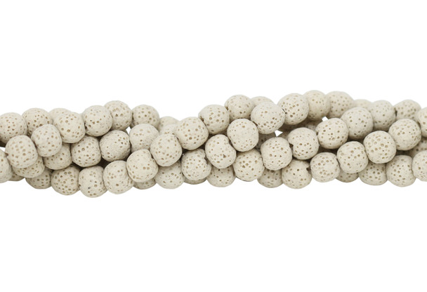 Bead World Exclusive Lava Rock Uncoated Cream 10mm Round