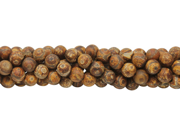Tibetan Agate Brown & Beige Matte 8mm Round - 3 Eye