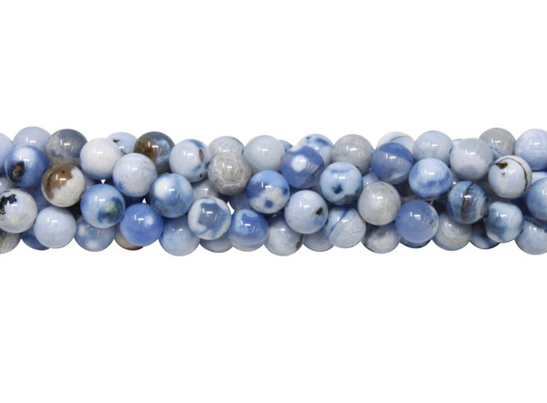 Blue / White Ceramic Fire Agate Polished 6mm Round