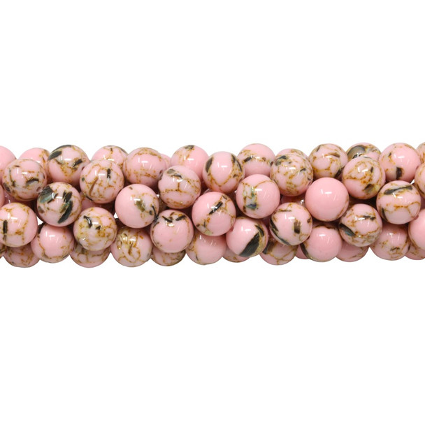 Reconstructed Manmade Turquoise & Shell 10mm Round - Dyed Soft Pink