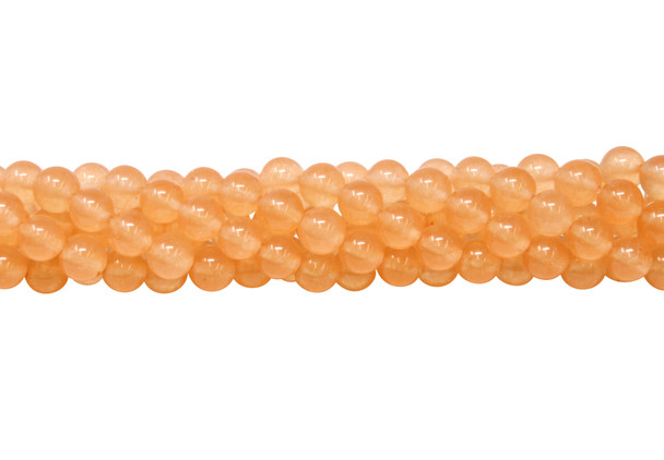 Dyed Natural Jade Tangerine Polished 8mm Round - Translucent