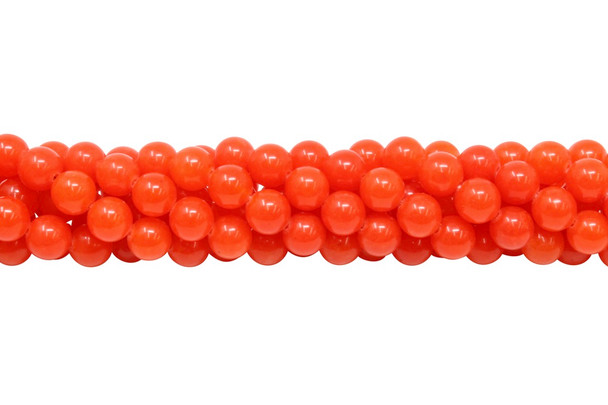 Dyed Natural Jade Red Orange Polished 8mm Round