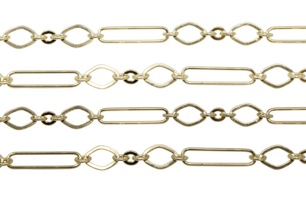 Gold 22.5x5.25mm Specialty Paperclip Chain - Sold By 6 Inches