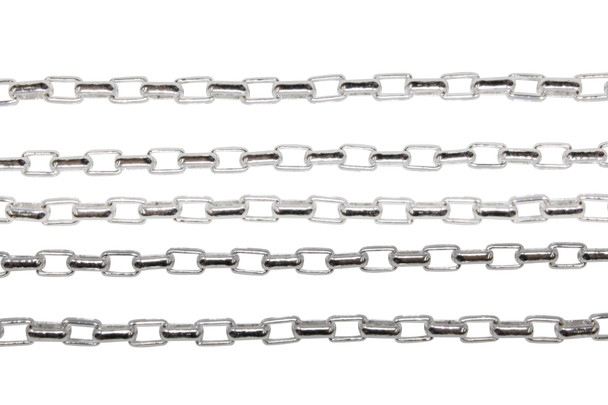 Silver 5x3mm Box Cable Chain - Sold By 6 Inches