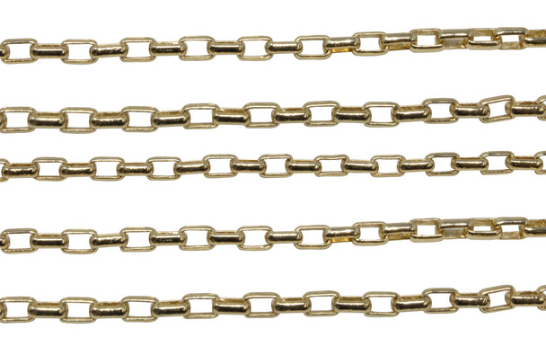 Gold 5x3mm Box Cable Chain - Sold By 6 Inches