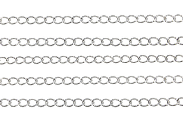 Silver Plated 4mm Curb Chain - Sold By 6 inches