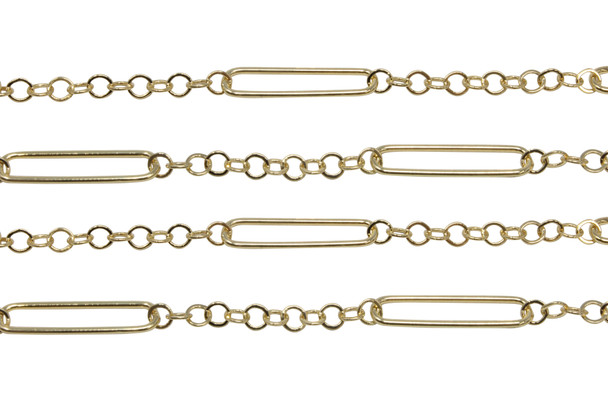Gold 22x5mm Specialty Paperclip Chain - Sold By 6 Inches