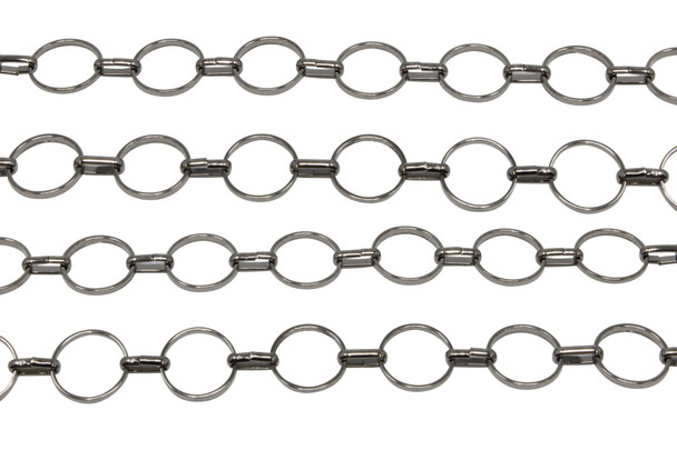 Gunmetal 9mm Round Link Chain- Sold By 6 Inches