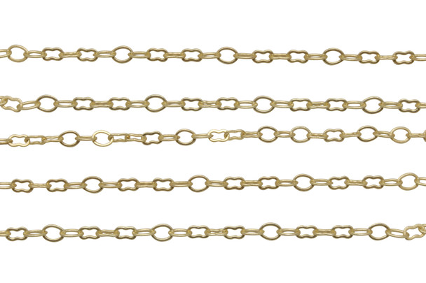 Satin Hamilton Gold 5x3mm Peanut Link Chain - Sold By 6 inches