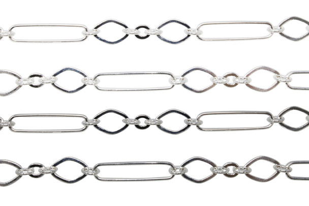 Silver 22.5x5.25mm Specialty Paperclip Chain - Sold By 6 Inches