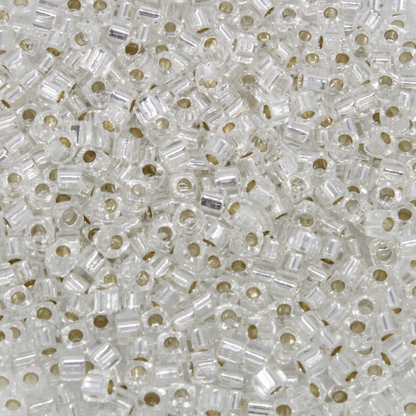 1.8mm Miyuki Cube Seed Beads -- Crystal / Silver Lined