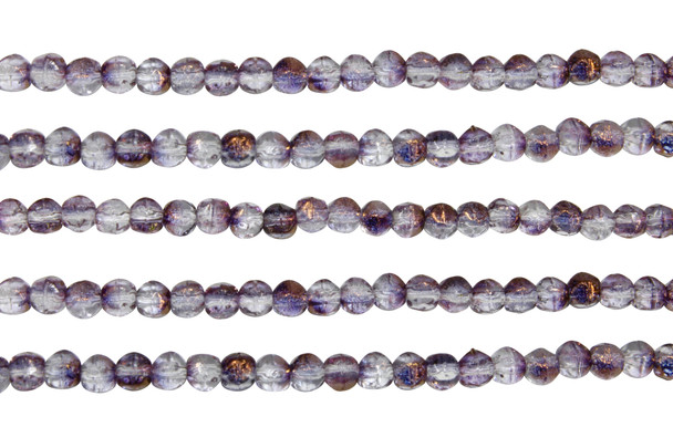 Czech Glass 3mm English Cut Round -- Luster Light Copper Amethyst