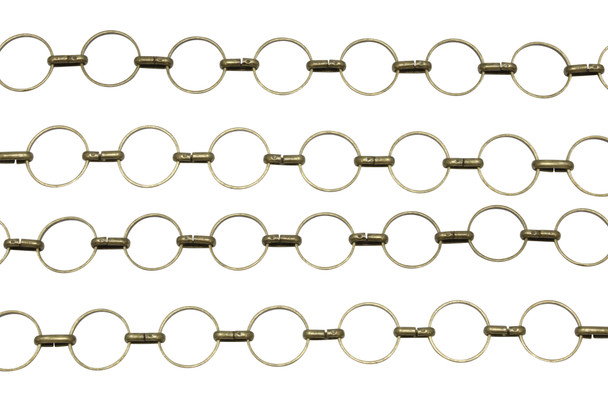 Antique Brass 9mm Round Link Chain- Sold By 6 Inches