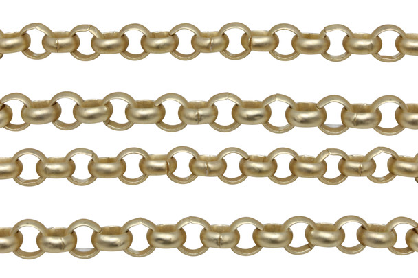 Satin Hamilton Gold 6mm Rolo Chain- Sold By 6 Inches
