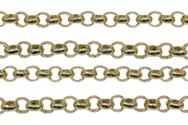 Gold 6mm Rolo Chain- Sold By 6 Inches