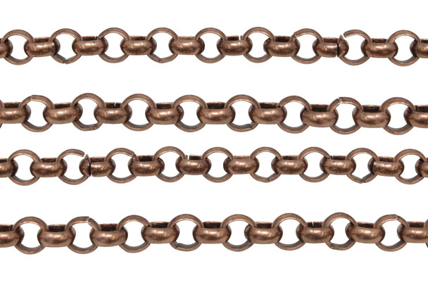 Antique Copper 6mm Rolo Chain- Sold By 6 Inches