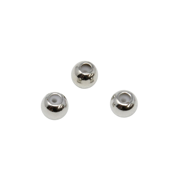 Silver Silicone Suction Round Bead - 4mm