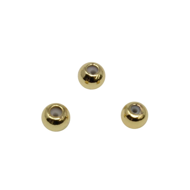 Gold Silicone Suction Round Bead - 4mm
