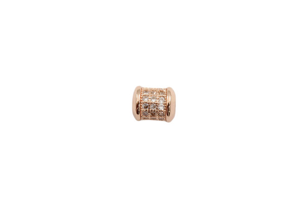 Rose Gold Plated Micro Pave 6x7mm Barrel Bead