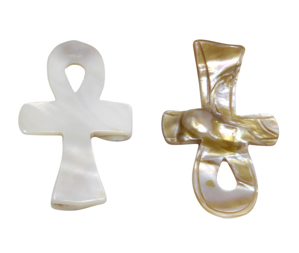 Shell Polished 24x39mm Ankh Cross Pendant
