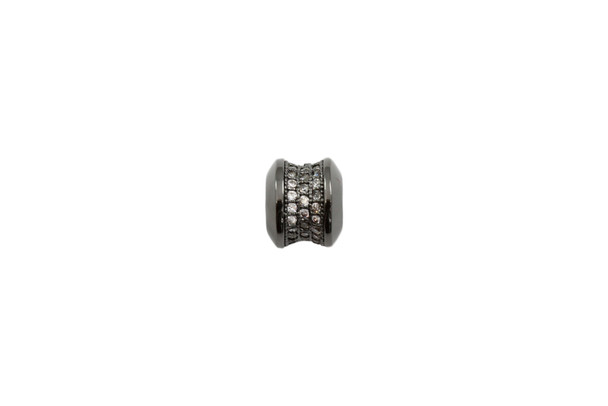 Gunmetal Plated Micro Pave 7x8mm Concave Barrel Bead