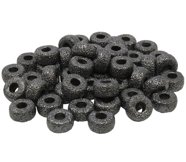 Gunmetal Plated Textured Rondelle 8mm Forte Bead - Sold Individually