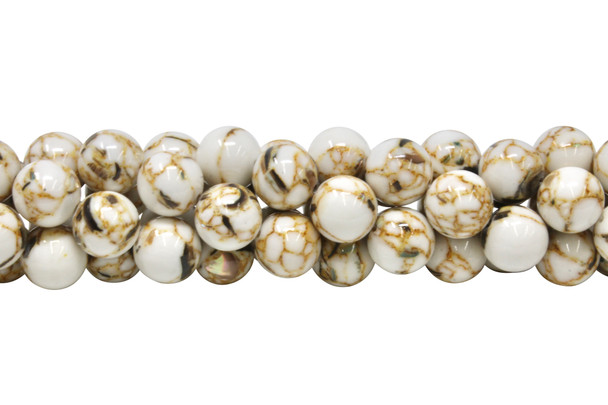 Reconstructed Manmade Turquoise & Shell 12mm Round - Dyed Ivory