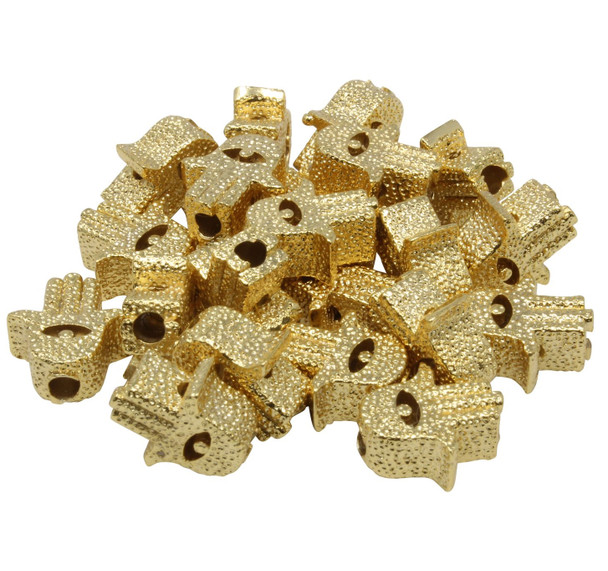 Gold Plated 12x14mm Hamsa Eye Bead - Sold Individually