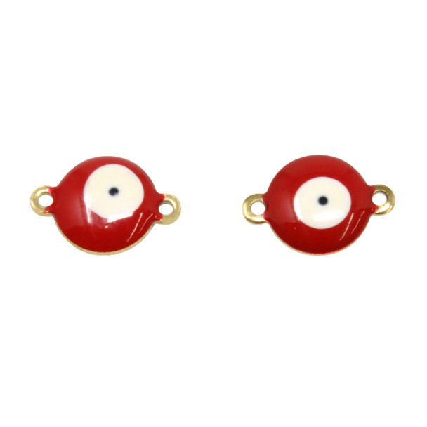 Gold Plated Enamel 10x14mm Red Evil Eye Link