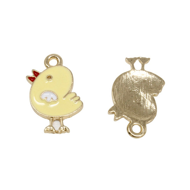 Gold Plated Enamel 12x20mm Chick Charm
