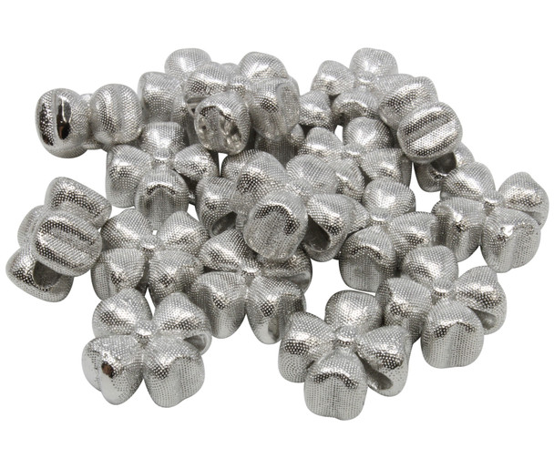 Silver Plated 13mm Textured 4 Petal Flower Bead - Sold Individually