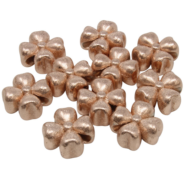 Rose Gold Plated 13mm Textured 4 Petal Flower Bead - Sold Individually