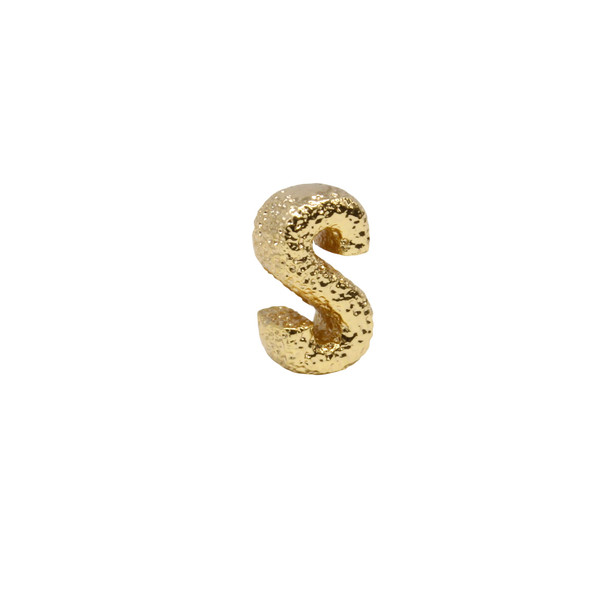 Gold Plated 13mm Textured Alphabet Bead - S