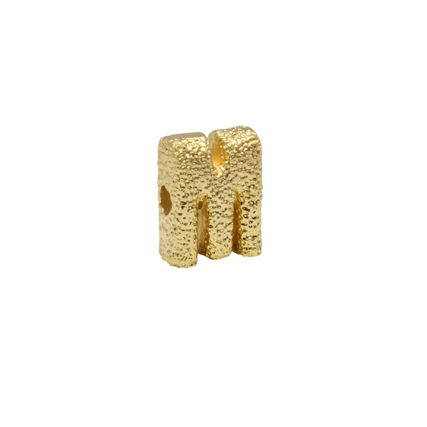 Gold Plated 13mm Textured Alphabet Bead - M