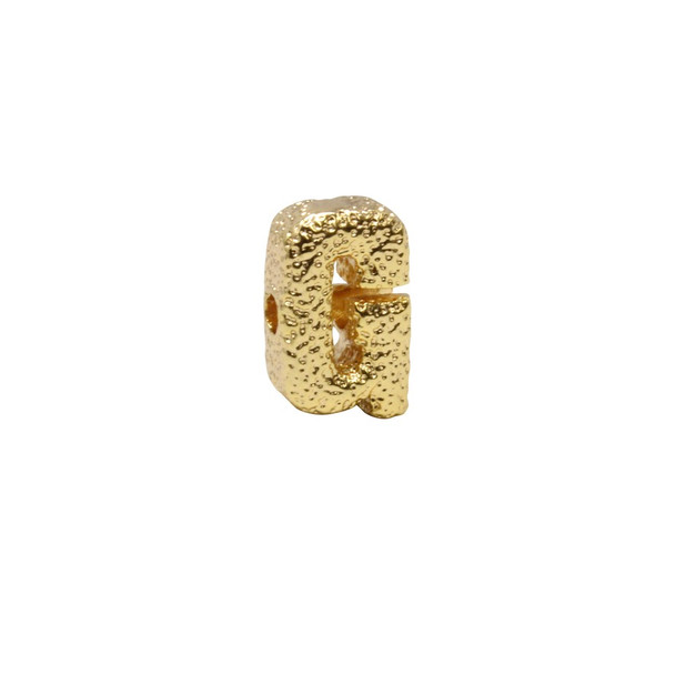 Gold Plated 13mm Textured Alphabet Bead - G
