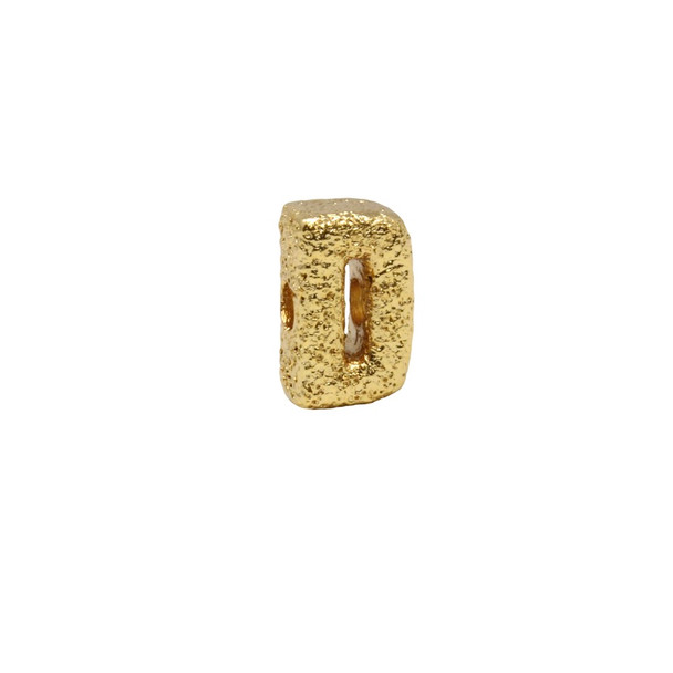 Gold Plated 13mm Textured Alphabet Bead - D