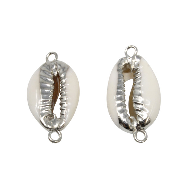 Silver Plated Cowrie Shell Connector