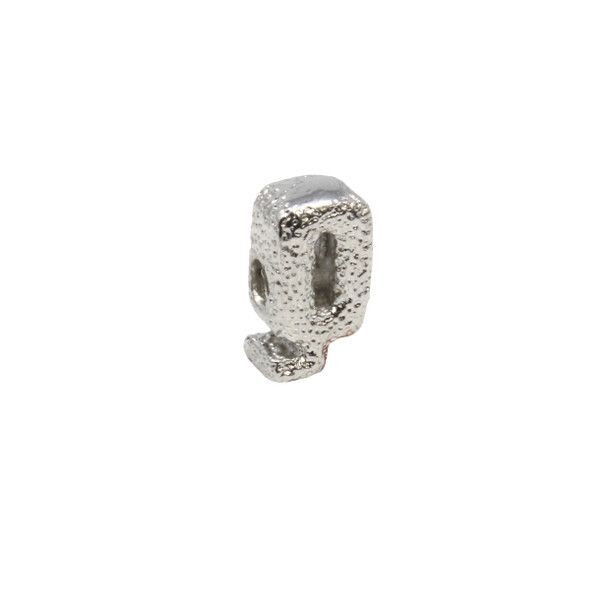 Silver Plated 13mm Textured Alphabet Bead - Q