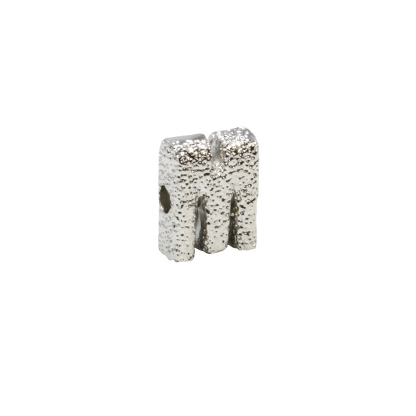 Silver Plated 13mm Textured Alphabet Bead - M